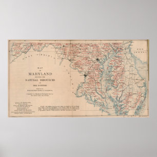 Vintage LandbouwKaart van Maryland (1920) Poster