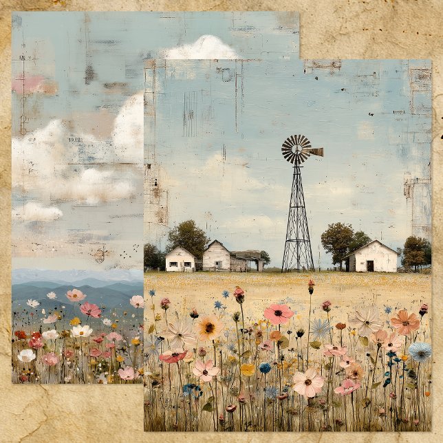 VINTAGE LANDELIJK GEMENGDE MEDIA SCRAPBOOKPAPIER (VINTAGE COUNTRY MIXED MEDIA SCRAPBOOK PAPER)