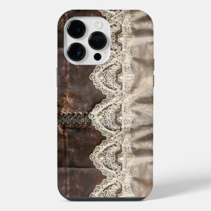 Vintage Landelijk Leren Kantstijl Dames iPhone 14 Pro Max Hoesje