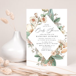 Vintage Landelijke Bloemen Baby Shower Kaart