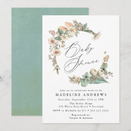 Vintage Landelijke Bloemenkrans Baby Borrel Kaart