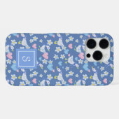 Vintage Landelijke Ganzen Patroon Monogram iPhone Hoesje (Achterkant horizontaal)