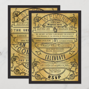 Vintage Landelijke Typografie Ticket Bruiloft Kaart