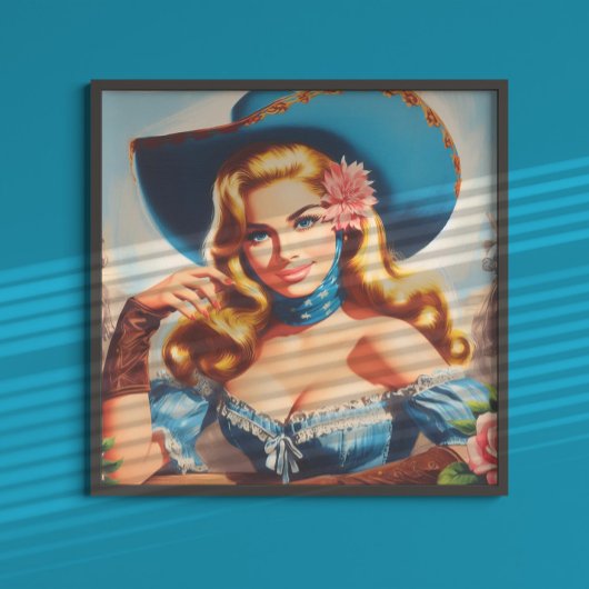 Vintage landelijke vrouw poster