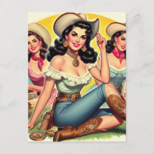 Vintage Landmeisjes Briefkaart