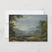 Vintage Landscape Antique Blue Wedding Reply RSVP Kaartje (Achterkant)