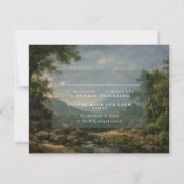 Vintage Landscape Antique Blue Wedding Reply RSVP Kaartje (Achterkant)