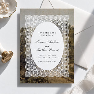 Vintage Landschap Kant Bewaar de Datum Save The Date