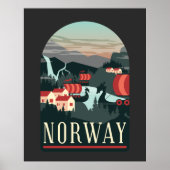 Vintage landschap Noorwegen Poster (Voorkant)
