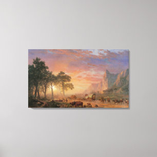Vintage Landschap, Oregon Trail door Bierstadt Canvas Afdruk