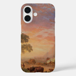 Vintage Landschap, Oregon Trail door Bierstadt iPhone 16 Hoesje