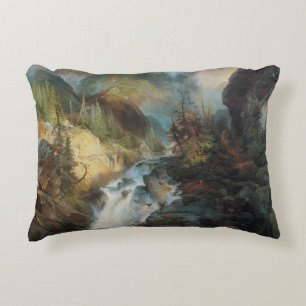 Vintage landschap Waterval in bergen door Moran Accent Kussen