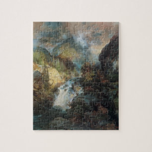 Vintage landschap Waterval in bergen door Moran Legpuzzel