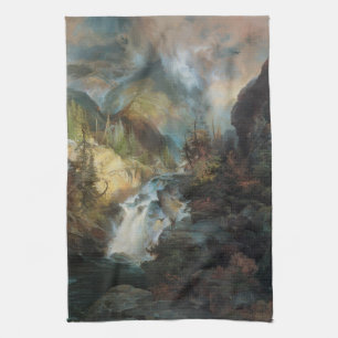 Vintage landschap Waterval in bergen door Moran Theedoek