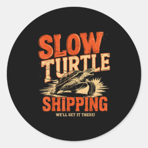 Vintage Lang Schildpad Versand - Grappige Bezorgdi Ronde Sticker