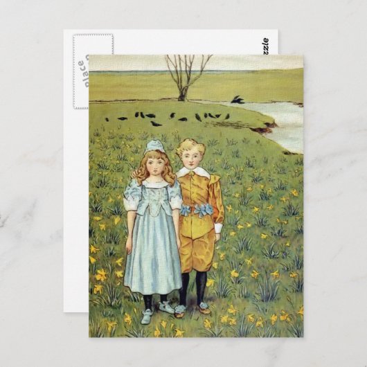 vintage "langs de rivier" briefkaart (Voorkant / Achterkant)