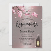 Vintage Lantaarn Kersenbloesem Bloem Quinceanera Kaart (Voorkant)