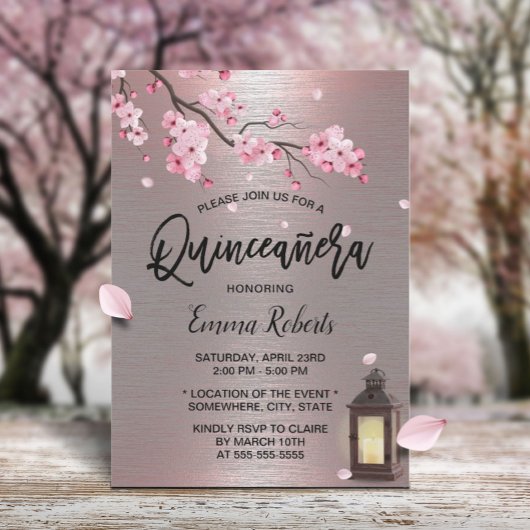 Vintage Lantaarn Kersenbloesem Bloem Quinceanera Kaart