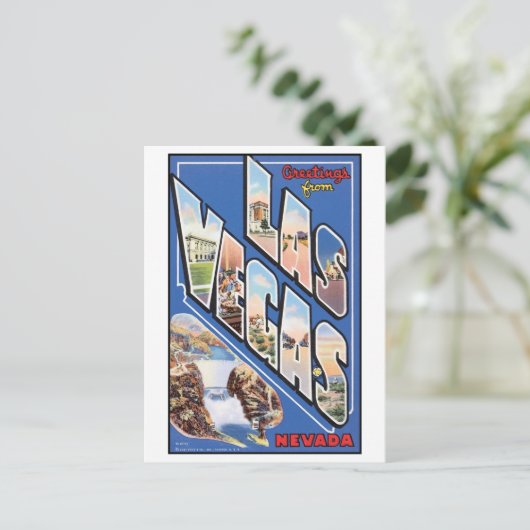 Vintage Las Vegas Briefkaart (Staand voorkant)