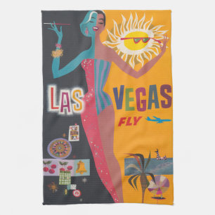 Vintage Las Vegas gokken reisposter kunst Theedoek