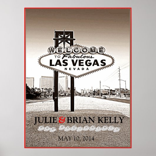 Vintage Las Vegas Huwelijksgastboekposter Poster (Voorkant)
