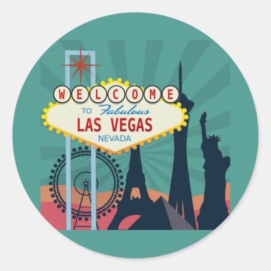 Vintage Las Vegas Nevada Retro Travel Ronde Sticker (Voorkant)