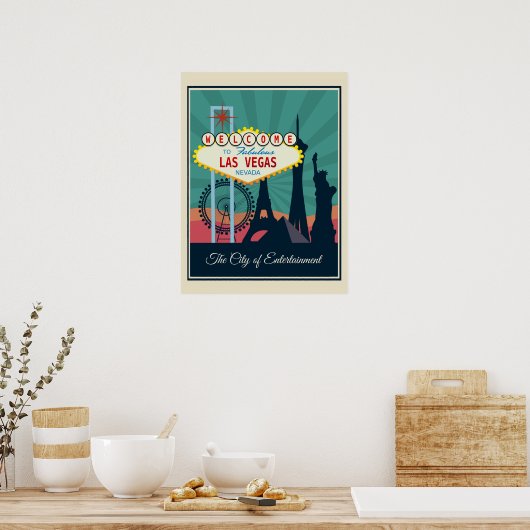 Vintage Las Vegas Nevada Travel Poster (Keuken)
