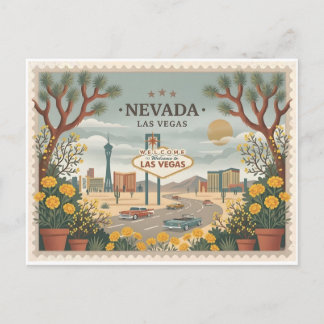 Vintage Las Vegas Nevada Travel Poster Art Briefkaart