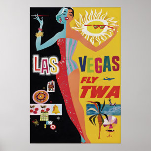 Vintage Las Vegas Reisposter Print, Amerika Poster