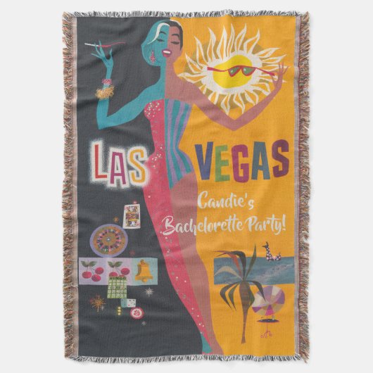 Vintage Las Vegas vrijgezellenfeestje weekendparty Deken (Voorkant Verticaal)
