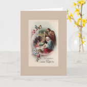 Vintage Latin Religious Christmas Card Kaart (Gele Bloem)