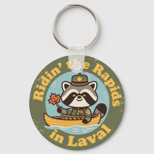 Vintage Laval Quebec Whitewater Canoeing Sleutelhanger (Voorkant)