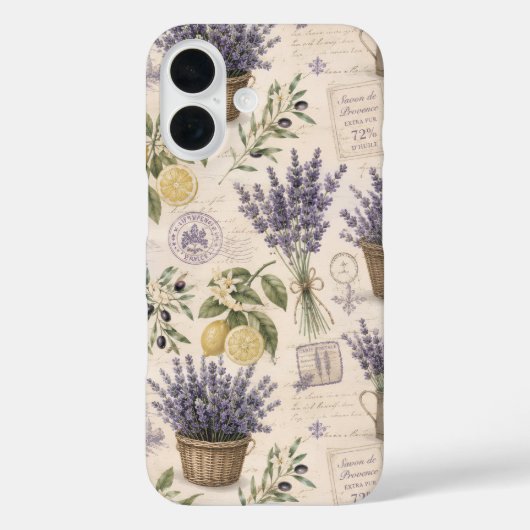 vintage lavendel iPhone 16 hoesje (Achterkant)