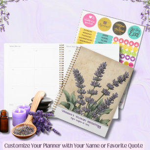 Vintage Lavendel Kruidige Keuken & Recept Planner