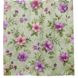 "Vintage lavendel paarse bloemendoek" Douchegordijn