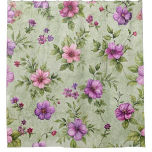 "Vintage lavendel paarse bloemendoek" Douchegordijn