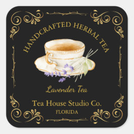 Vintage Lavendel Thee Vierkante Label