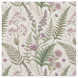 Vintage Lavendel & Wilde Bloem Cottagecore Patroon Stof