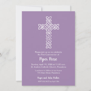 Vintage lavender baptisme Christening Invites