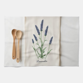 Vintage Lavender Botanical Watercolor Linen Theedoek