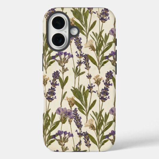 Vintage Lavender Herbarium Botanical iPhone Case (Achterkant)