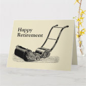 VINTAGE Lawn Mower Happy Retiction Big Greeting Kaart (Gele Bloem)