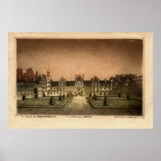 Vintage Le Palais de FONTAINEBLEAU POSTER (Voorkant)