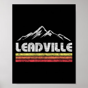 Vintage Leadville Colorado Retro Mountain Bike Ski Poster