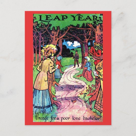 Vintage Leap Year Briefkaart Fun begin Afbeelding  (Voorkant)
