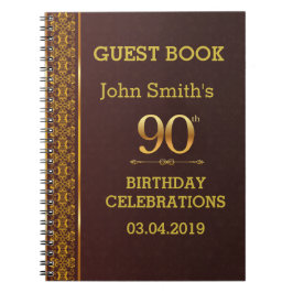 Vintage lederen textuur 90ste verjaardag guestbook notitieboek