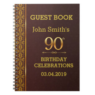 Vintage lederen textuur 90ste verjaardag guestbook notitieboek