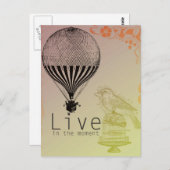 Vintage leeft op het moment briefkaart (Voorkant / Achterkant)