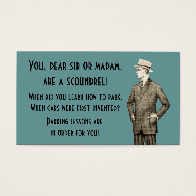 Vintage Leer parkeren Visitekaartje (Voorkant)