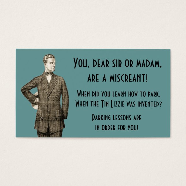 Vintage Leer parkeren Visitekaartje (Voorkant)